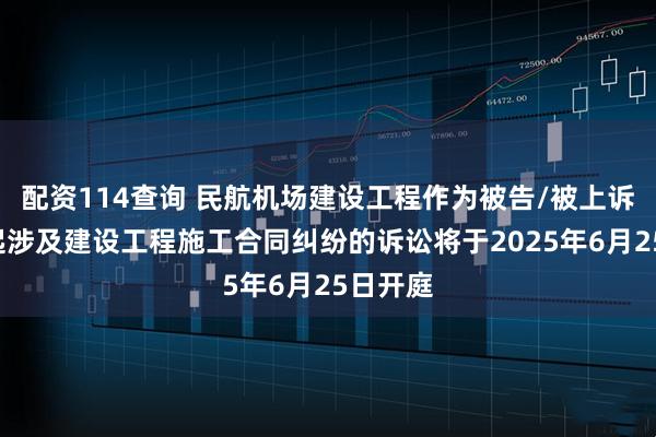 配资114查询 民航机场建设工程作为被告/被上诉人的1起涉及建设工程施工合同纠纷的诉讼将于2025年6月25日开庭