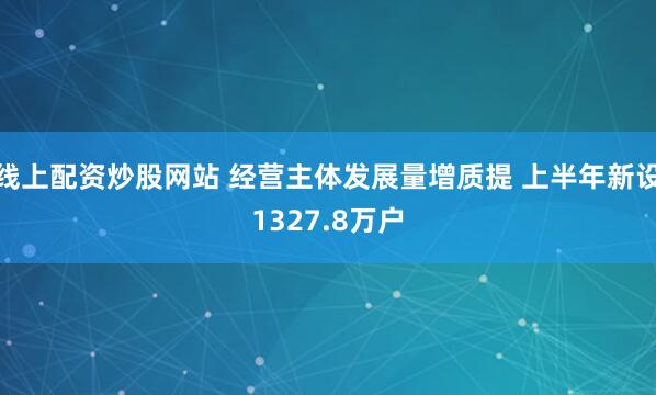 线上配资炒股网站 经营主体发展量增质提 上半年新设1327.8万户